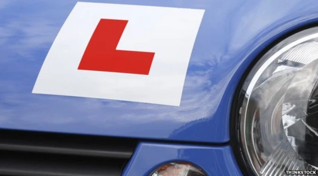 Learner plate on a car