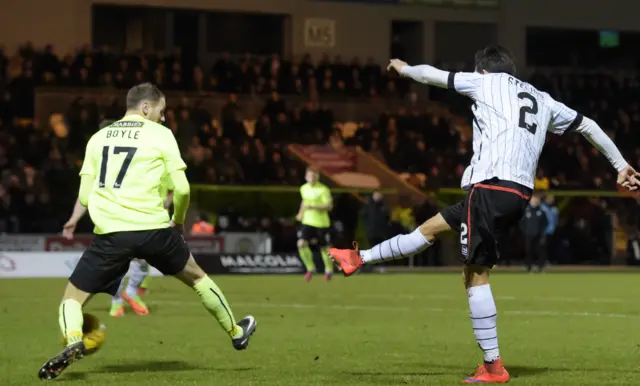 Stelios Demetriou opens the scoring in Paisley