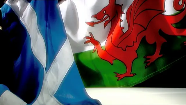 Scottish and Welsh flags