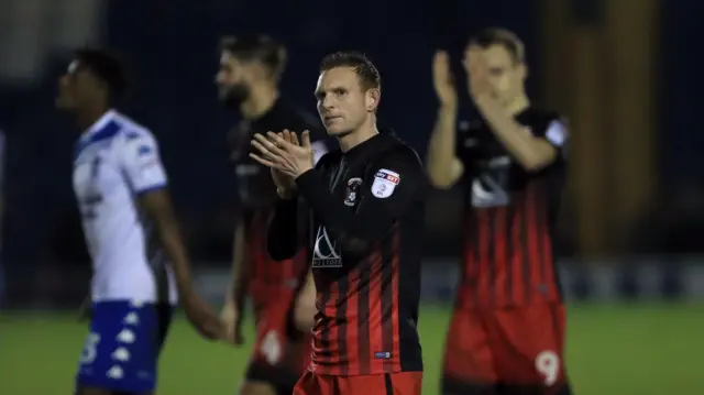 
          Coventry City's Stuart Beavon thanks the fans after the final whistle
        