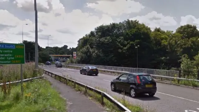 The section of the A34 over the A500 being worked on