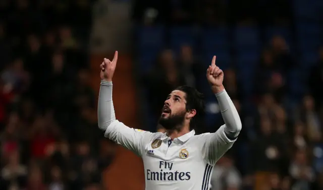 
          Real Madrid"s Francisco "Isco" Alarcon celebrates
        