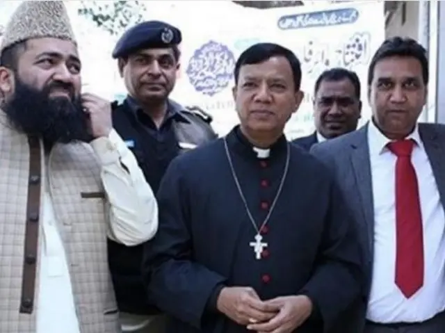 Canon Yaqub Masih at the water plant in Lahore