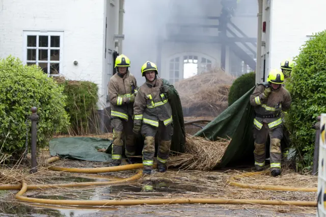 Firefighters tackling blaze