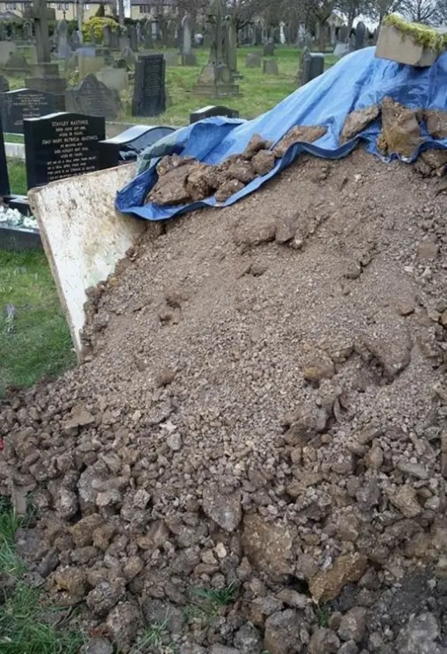 Rubble on grave