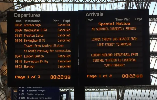 Cancelled trains at Lime Street