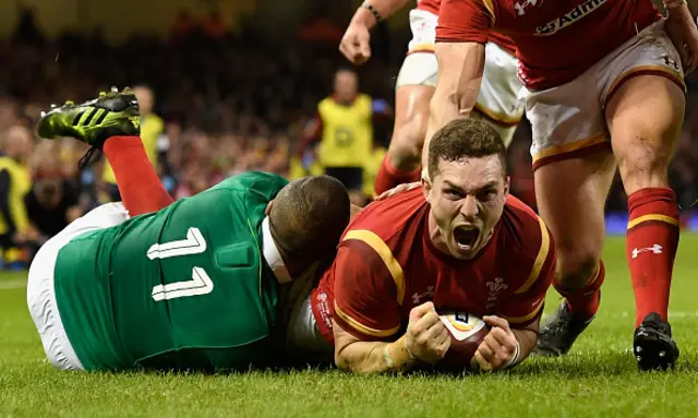 George North yn sgorio cais