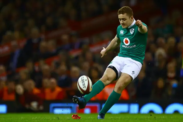 Paddy Jackson kicks a penalty