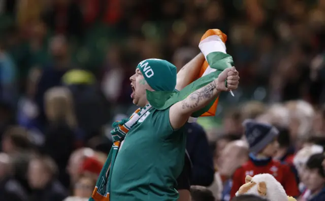 An Ireland fan sings