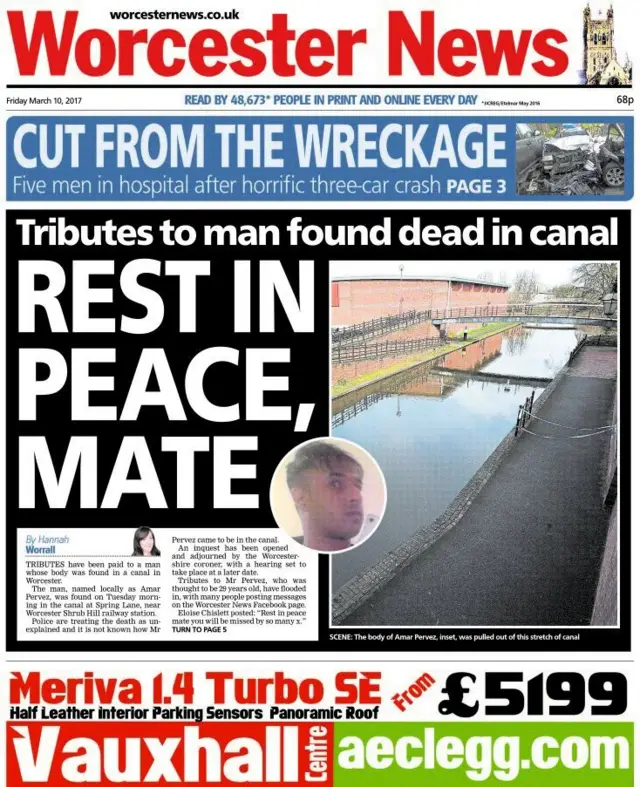 Worcester News front page