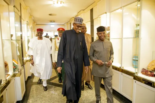 
          Nigeria's President Muhammadu Buhari and his deputy Yemi Osinbajo
        