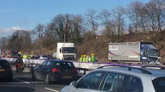 The crash at junction 18 of the M6 southbound