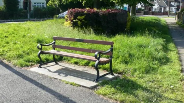 A bench currently at the memorial site