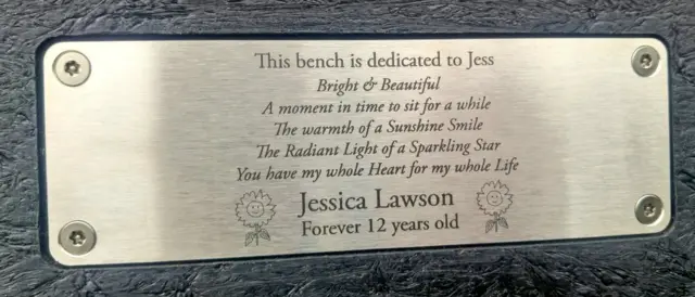 Plaque on the bench