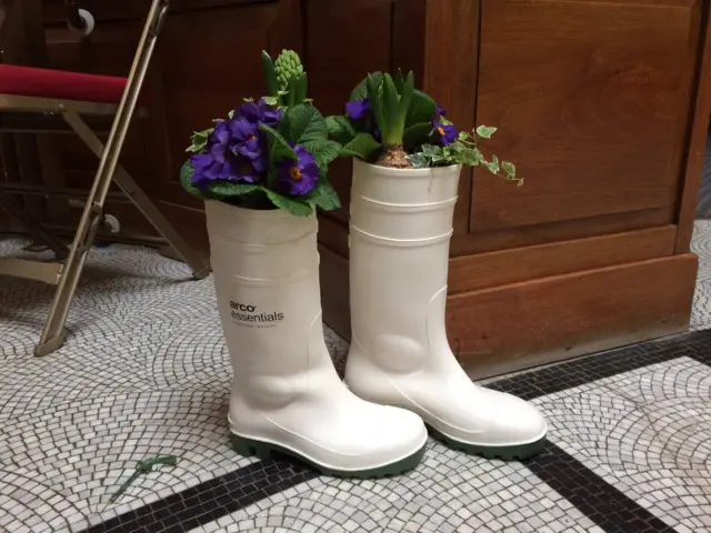 Welly boots with flowers in