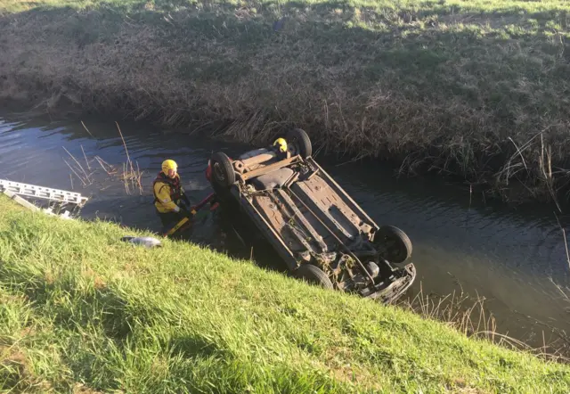 Car in ditch