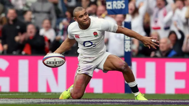 England's Joseph scores a try