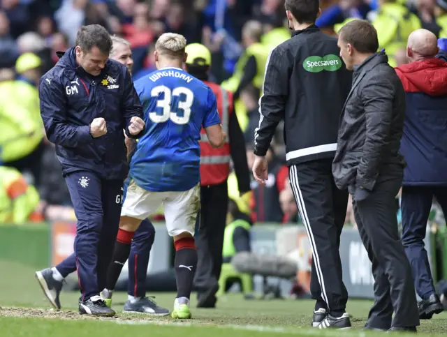 Graeme Murty celebrates Clint Hill's goal