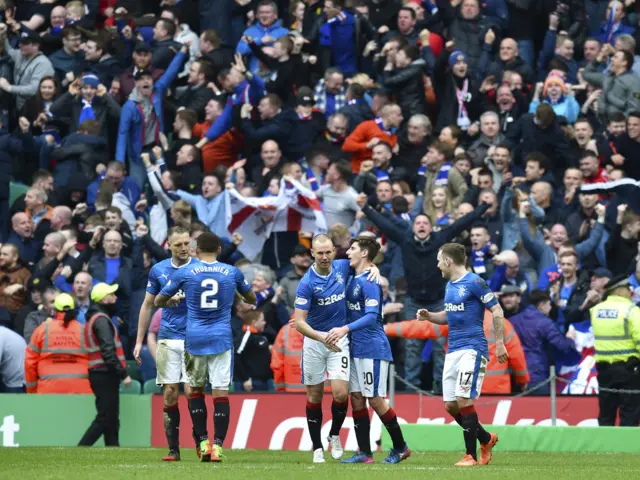 Rangers celebrate Clint Hill's equaliser