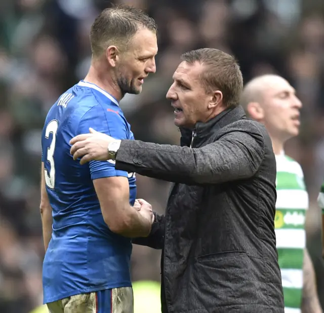 Clint Hill and Celtic boss Brendan Rodgers