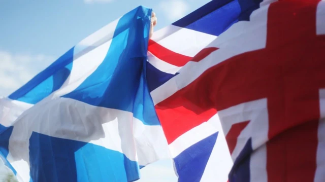 Saltire and UK flags