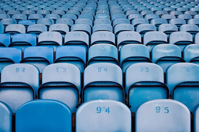 Seats in a football ground