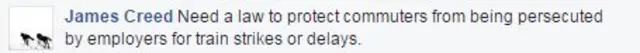 Southern rail Facebook message