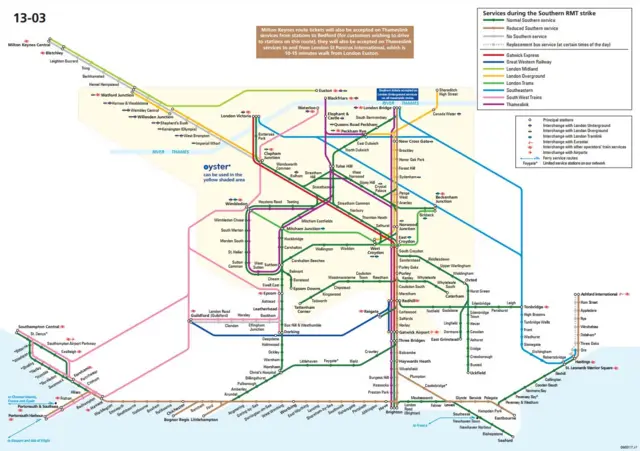 Southern's RMT strike map