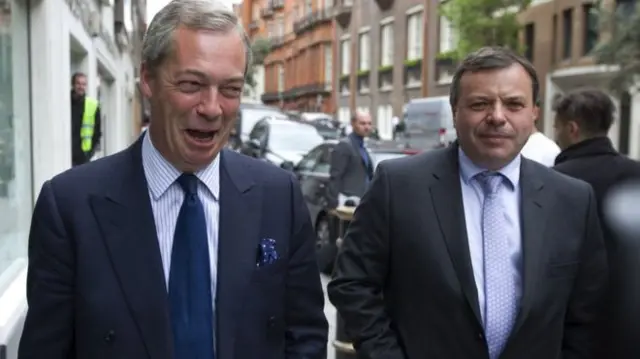 Nigel Farage (left() and Arron Banks