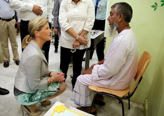 
          The Countess of Wessex with a man who underwent eye surgery in Kolkata
        