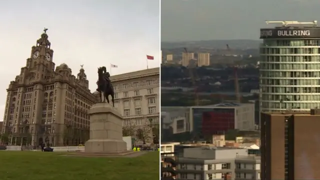 Liverpool and Birmingham skylines