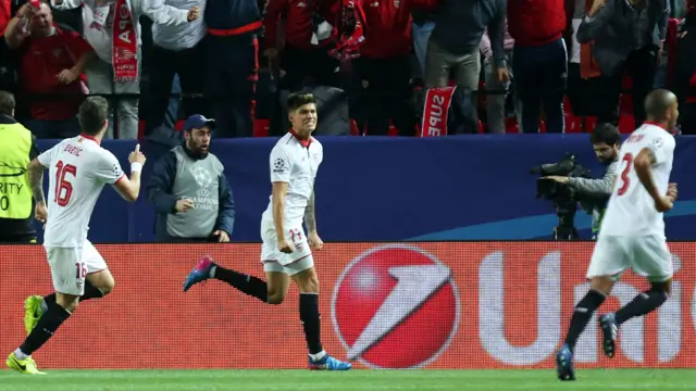 Joaquin Correa celebrates scoring against Leicester