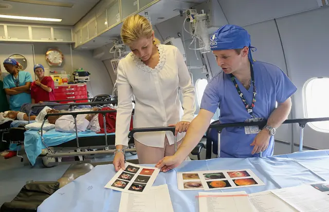 
          HRH The Countess of Wessex on the Orbis Flying Eye Hospital in Kolkata in 2013
        