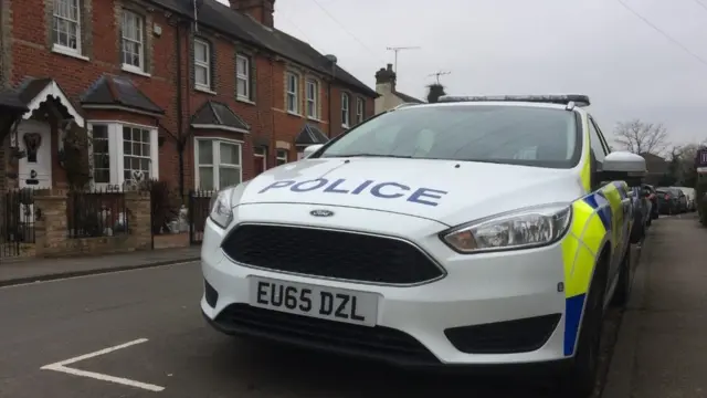 Police car near the house