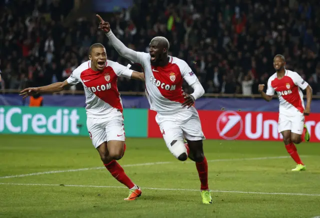 Tiemoue Bakayoko celebrates