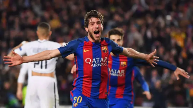 Sergi Roberto after scoring Barcelona's winner