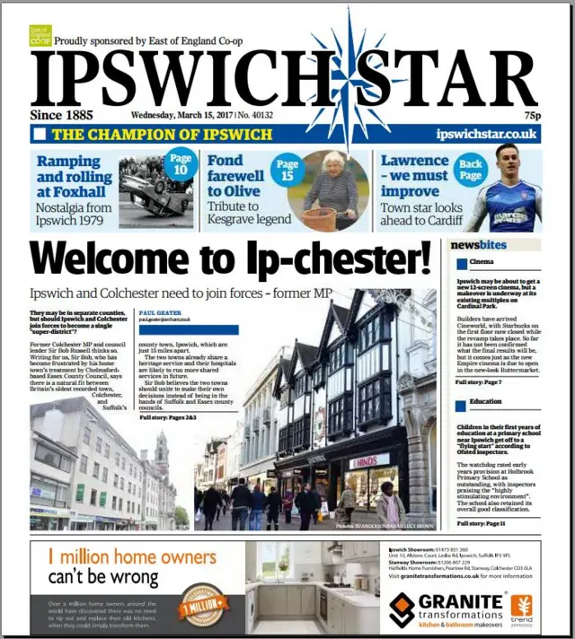 Ipswich Star front page