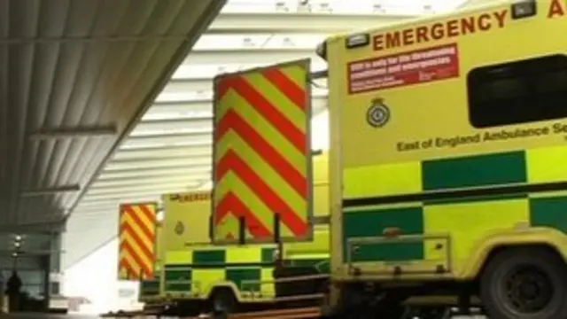 Row of East of England Ambulances