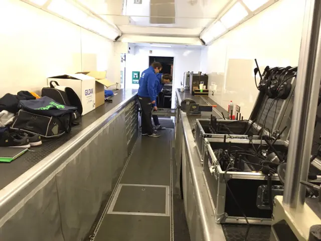 Inside transporter lorry