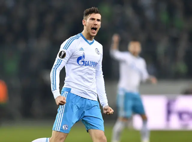 Schalke"s Leon Goretzka celebrates