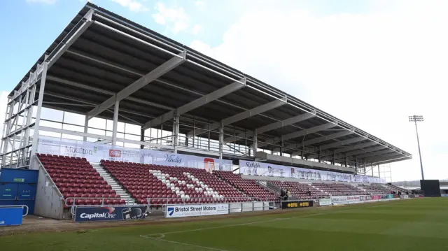 The unfinished East Stand at Sixfields.