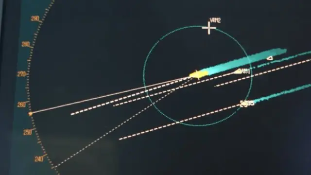 
          Radar on board the protection team's vessel monitors suspect vessels
        