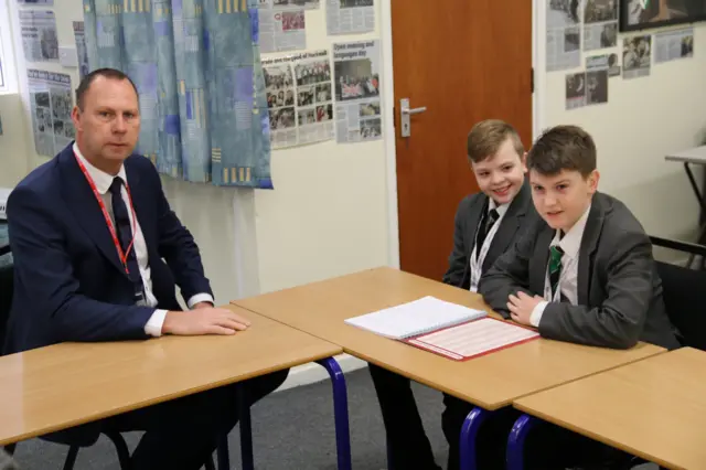 Alan Hardy and school reporters