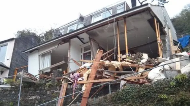 Susan Norman's home after the landslip