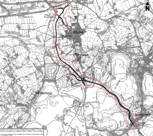 Proposed dual carriageway route