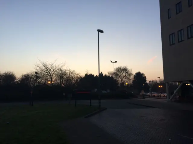 Sunrise over hospital