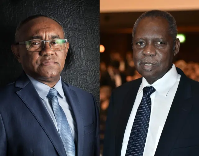 
          A combination photo made on March 14, 2017 shows Malagasy Football Federation president Ahmad Ahmad (L) in Antananarivo on February 13, 2017 and Confederation of African Football (CAF) president Issa Hayatou in Zurich on January 11, 2016.
        