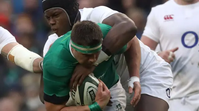 Maro Itoje tackles CJ Stander