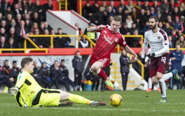 
          Jonny Hayes rounds Jack Hamilton to score Hearts' second goal
        