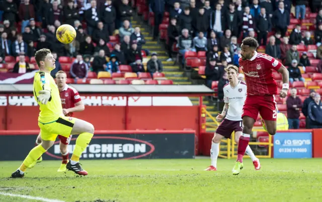 Shay Logan heads Aberdeen into the lead